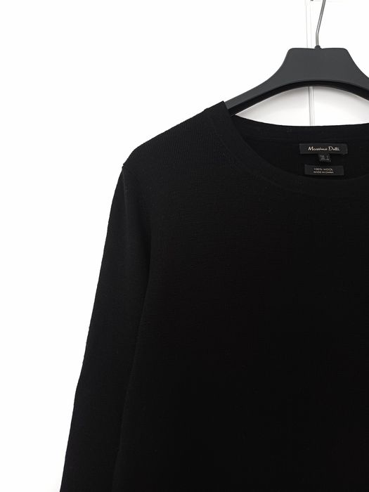 Massimo Dutti wełniany sweter 100% wełna czarny okrągły dekolt