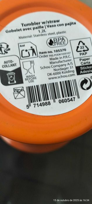 Copo isotérmico com palhinha NOVO