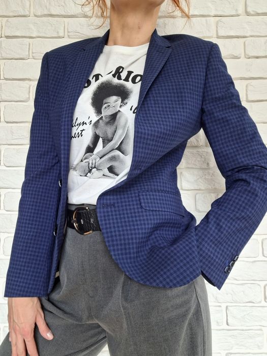 Lambretta Vintage Coat Marine Classy Marynarka Męska w kratkę S