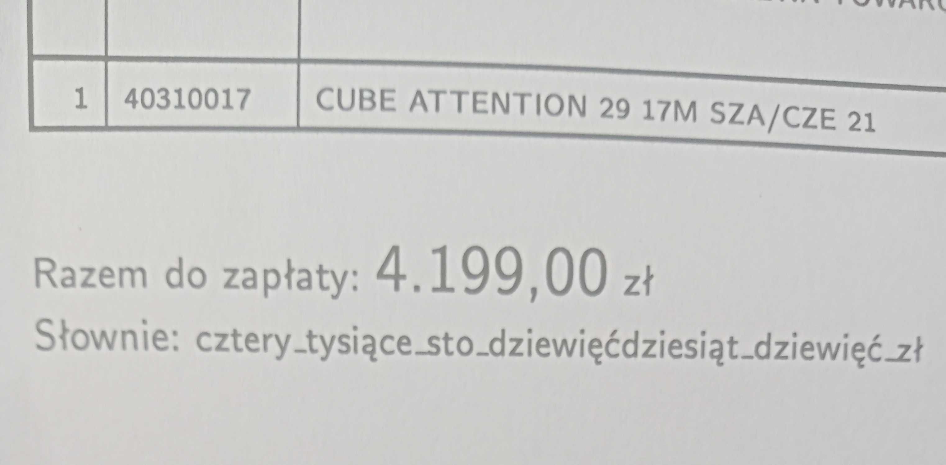 CUBE ATTENTION 29 17 M SZA/CZE 21 stan jak nowy