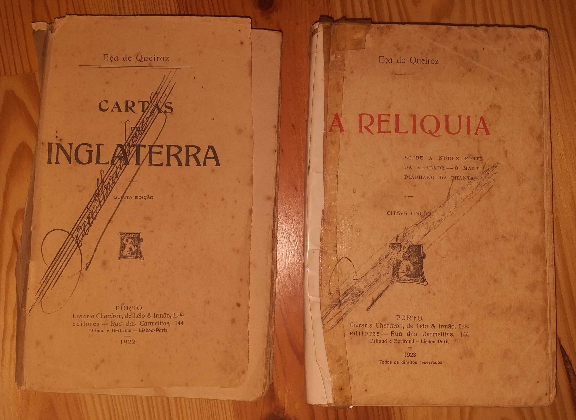 2 livros de Eça de Queiroz, 1922 e 1923