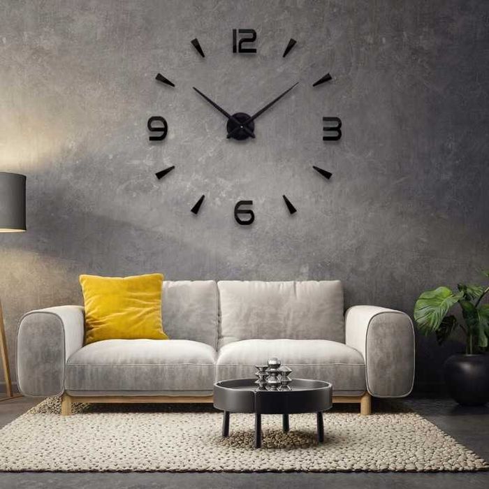 ZEGAR ŚCIENNY 3D NAKLEJANY DIY Duży 70-130CM Nowoczesny Rzymski Ściane