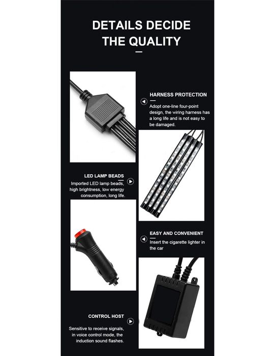 Luz Atmosférica RGB LED para Automóveis QA-C723