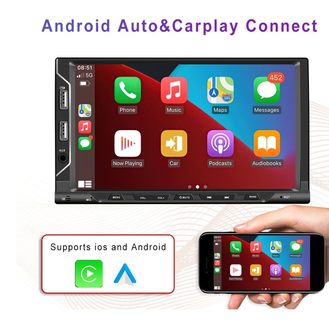 Rádio android 11 de 2din 7" touch carplay gps wifi rds dab SELADO