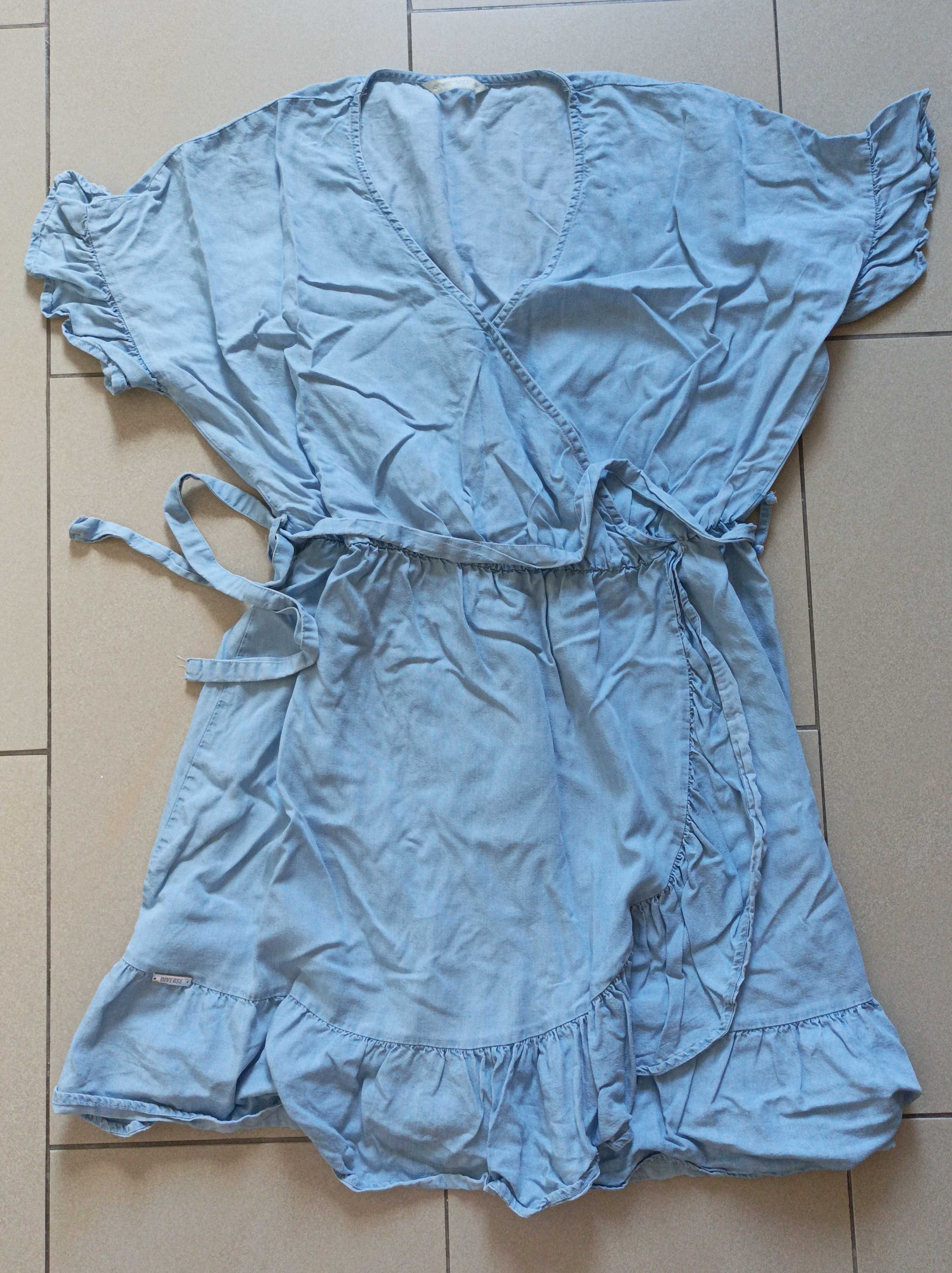 Sukienka ciążowa jeansowa, lekka, zwiewna, rozkloszowana, Diverse, M/L