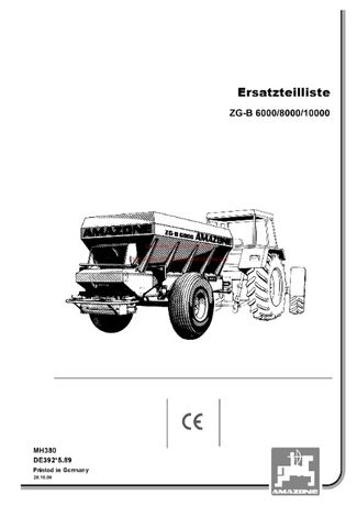 Katalog części Rozsiewacza nawozów Amazone ZG -B 6000, ZG-B 8000
