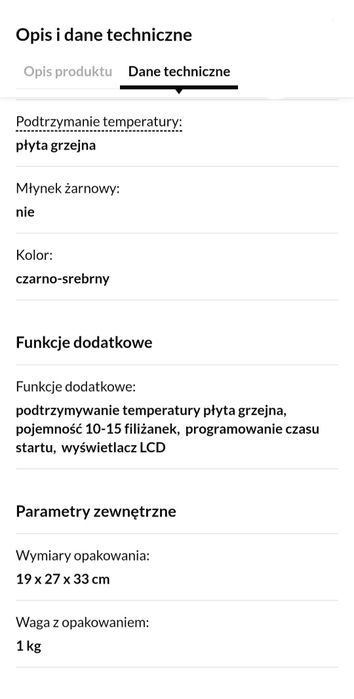Przelewowy ekspres do kawy MPM