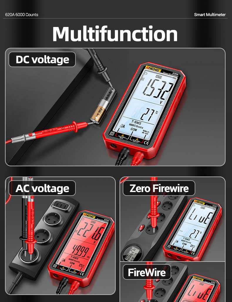 Multimetr Cyfrowy LCD 4.7 CALI ANENG 620A TRUE RMS