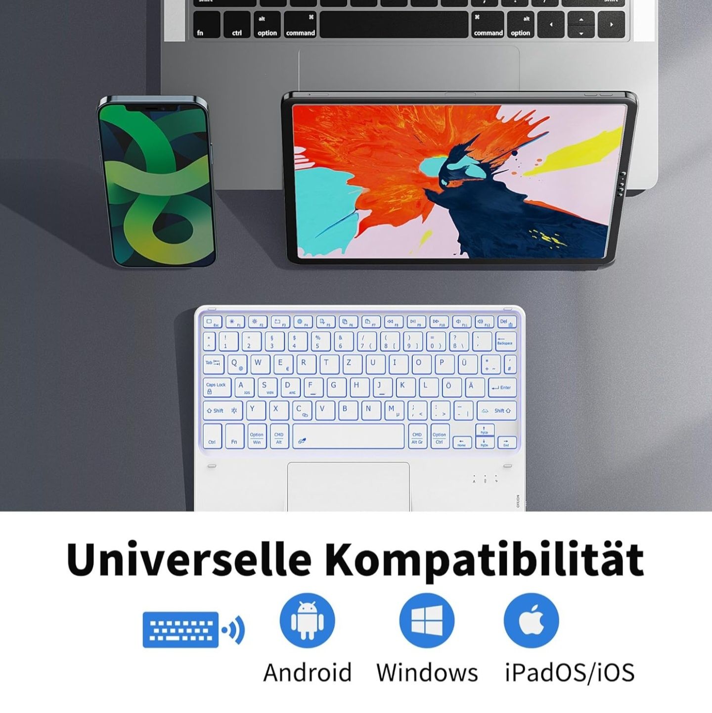 Bezprzewodowa klawiatura CACOE z touchpadem i podświetleniem