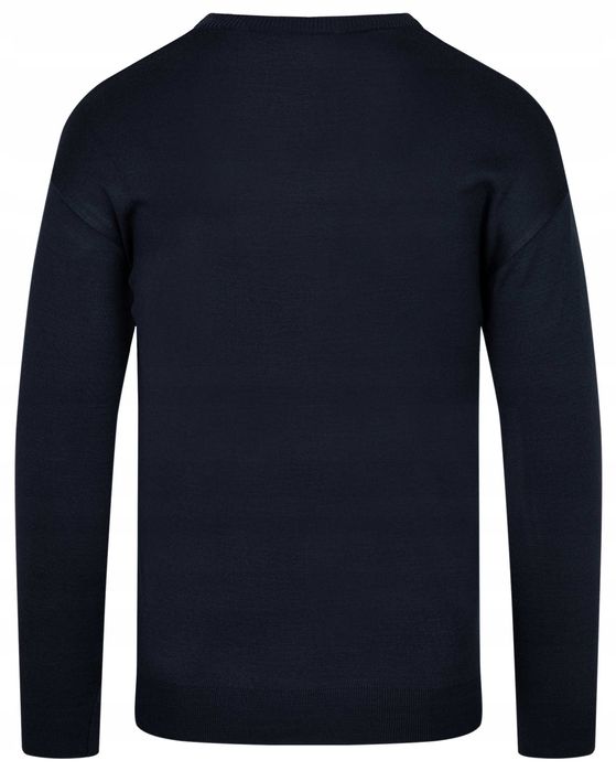Sweter Męski V Serek- Wełna - KNK - granat