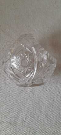Kryształy, naczynia kryształowe koszyczek i talerzyki PRL