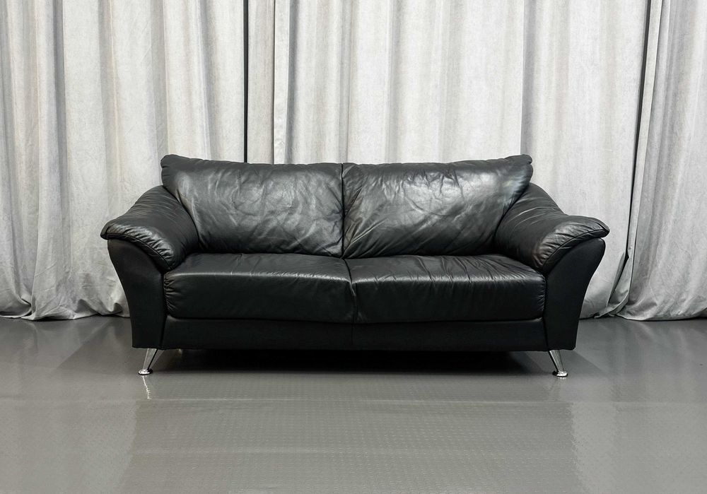Чорний шкіряний диван-трійка/шкіряні дивани/меблі з Європи/COMFORTLIFE