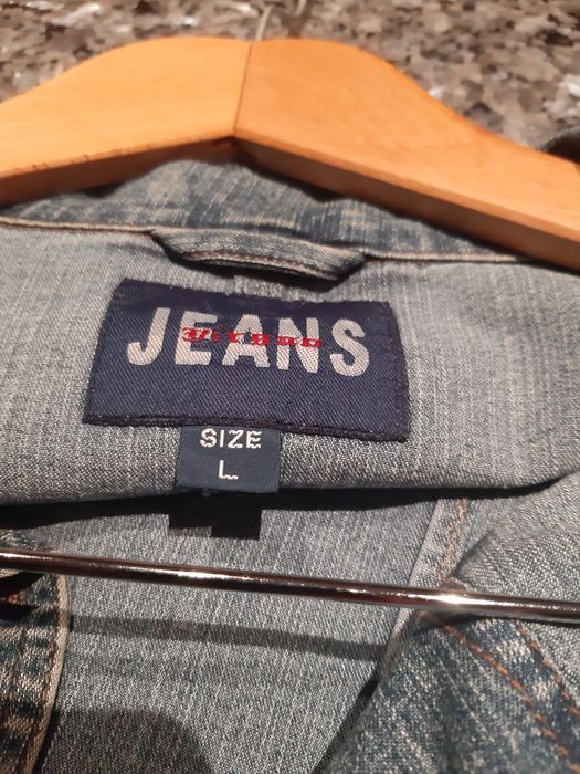 Kurtka L jeans denim vintage marynarka damska kolekcja boho denim nieb