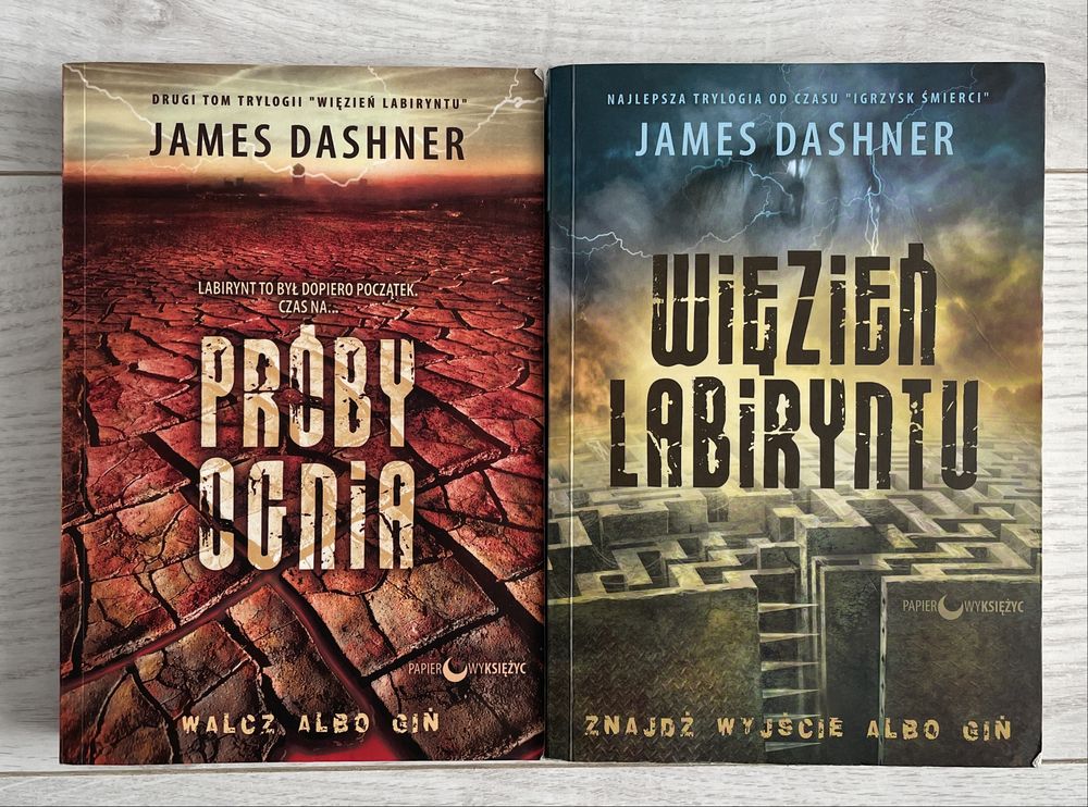 2 tomy trylogii Jamesa Dashnera: Więzień Labiryntu i Próby Ognia.