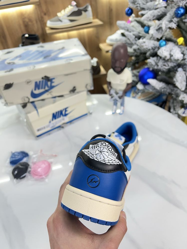 Кросівки Nike Air Jordan 1 low x Fragment Blue / Black / Beige