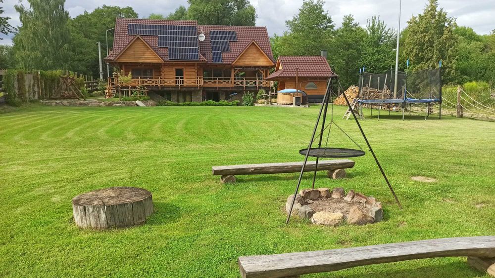Dom z bala na wyłaczność na wynajem Mazury nad jeziorem Dargin
