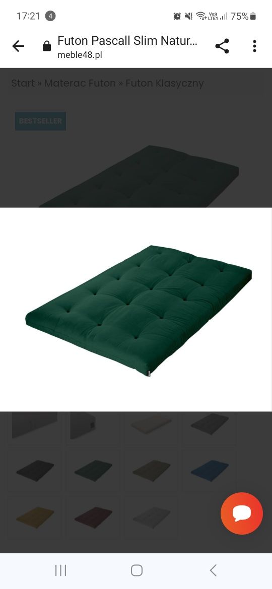 Futon slim 90 na 200cm butelkowa zieleń