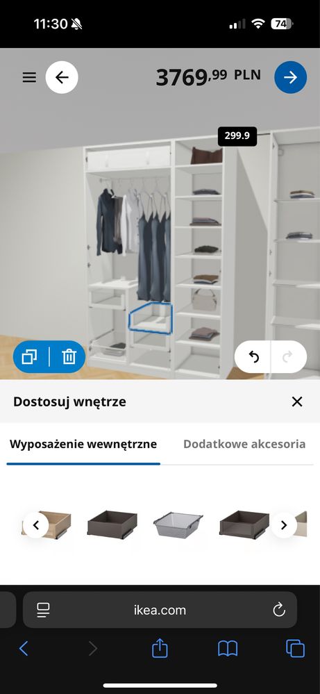 IKEA PAX/TYSSEDAL (nowa 3700)  Szafa z lustrem 150x60x201 cm