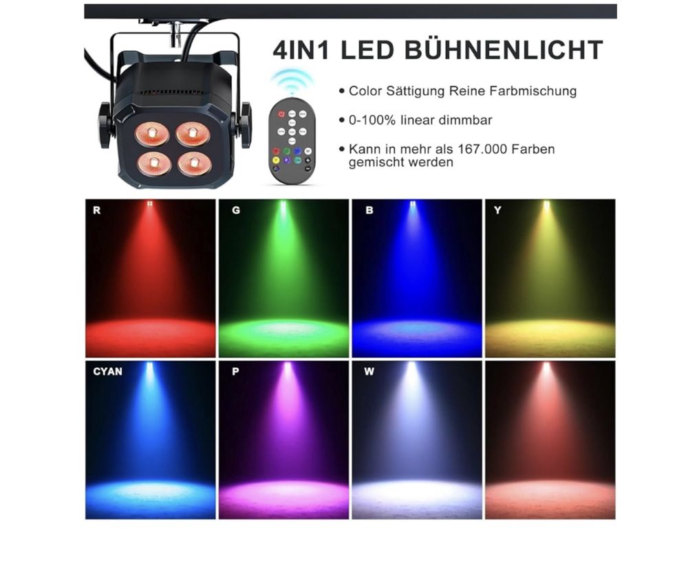 RGB Focos par LED 80 W (conjuntos de 2 ou 4 luzes)