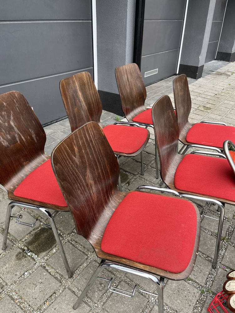 Komplet 6 pięknych krzeseł drewnianych vintage flototto