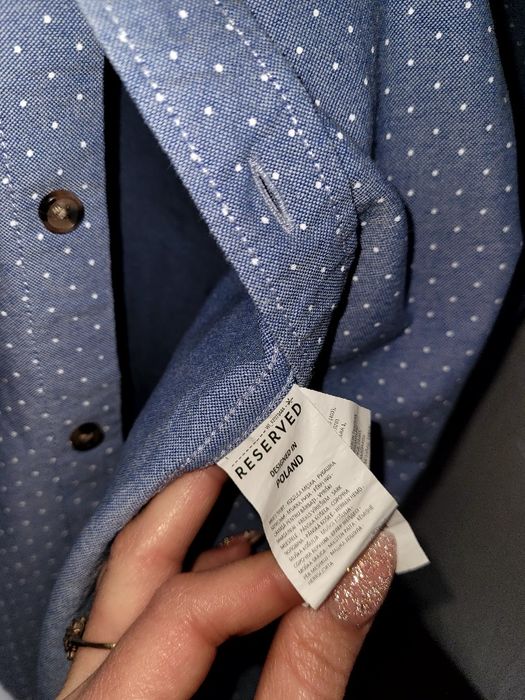 Błękitna / niebieska koszula w kropki Reserved rozm. XXL bawełna 100%