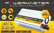 Інвертор. перетворювач напруги  PowerMaster 1000 W з 12 V