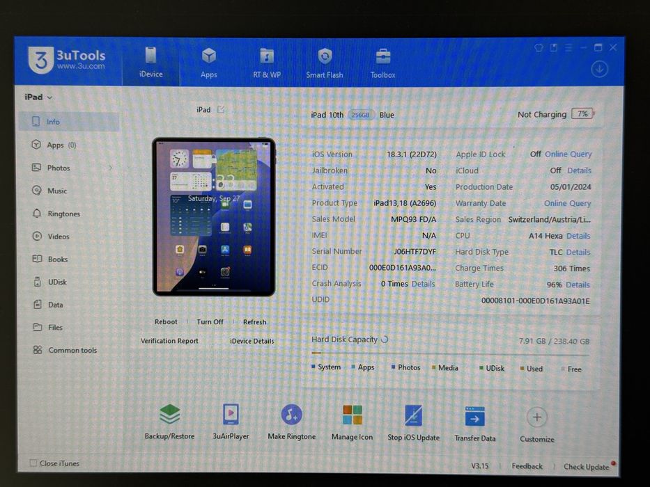 iPad 10. gen. 256GB (A2696) - wylany wyswietlacz - faktura VAT 23%