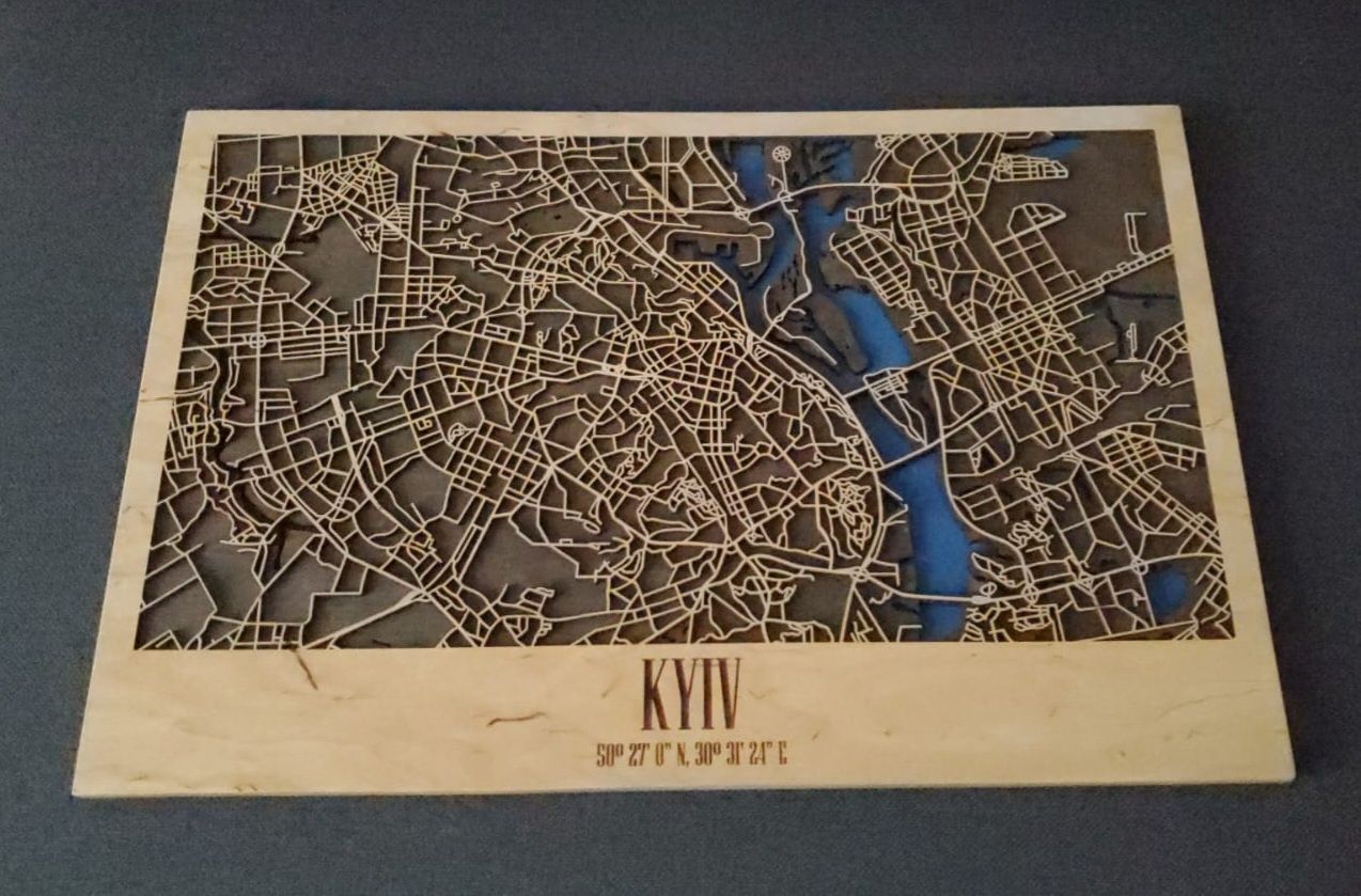 Картина карта Киева из дерева (Enjoy the Wood)