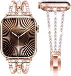 KADES bransoleta Z DIAMENTAMi Apple Watch SE 9 8 7 6 42/44/45/49mm róż