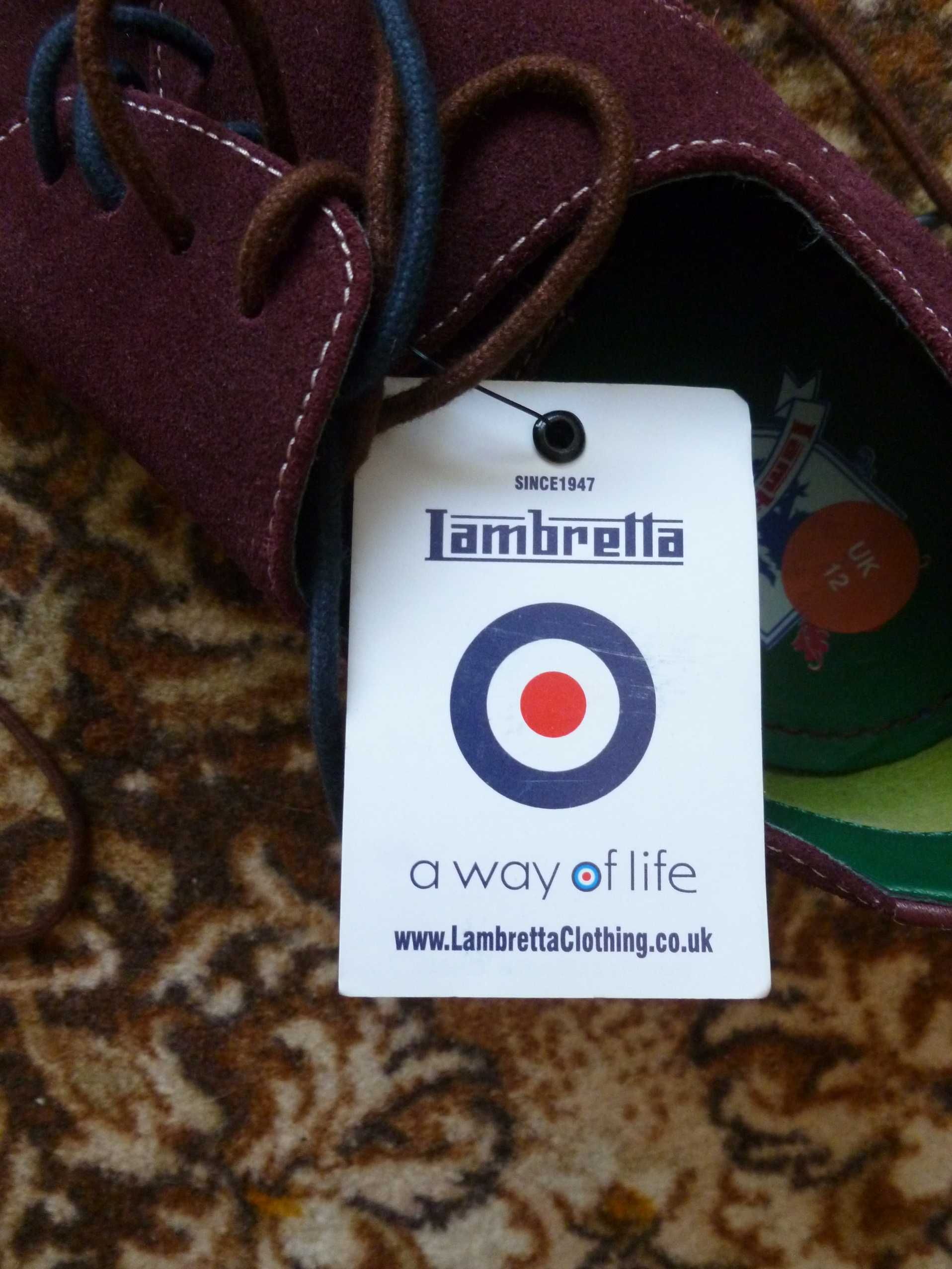 Мужские туфли LAMBRETTA 46р натуральная замша бордовая Великобритания