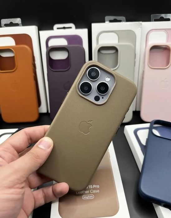 Кожаный чехол на iPhone 16 Pro Max и другие, про макс MagSafe арт. 13