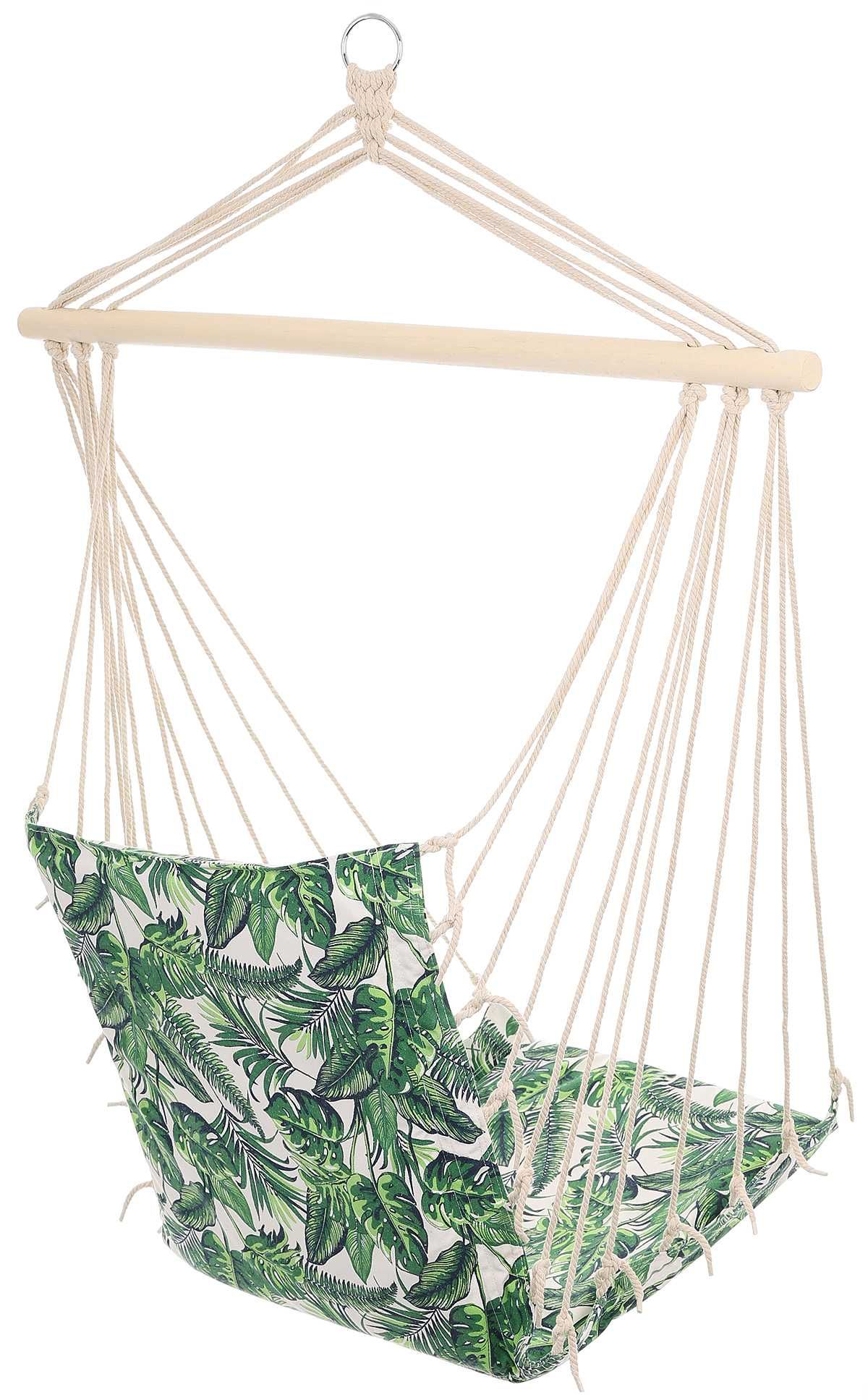 HAMAK FOTEL BRAZYLIJSKI 100X50cm krzesło wiszące zielone liście jungle