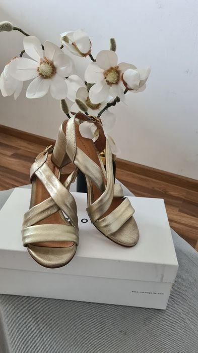 Cosmo Paris Sandały Damskie na słupku eleganckie Złote rozmiar 38
