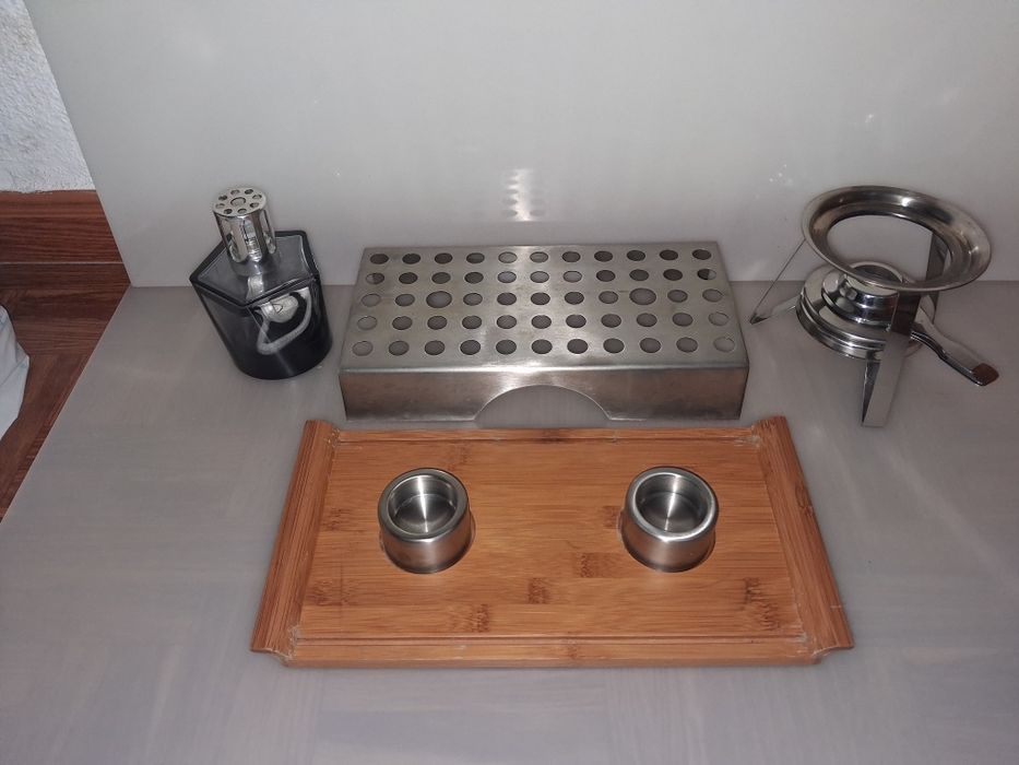 Lampada Catalítica + Aquecedor a Velas + Suporte e Lamparina em Inox
