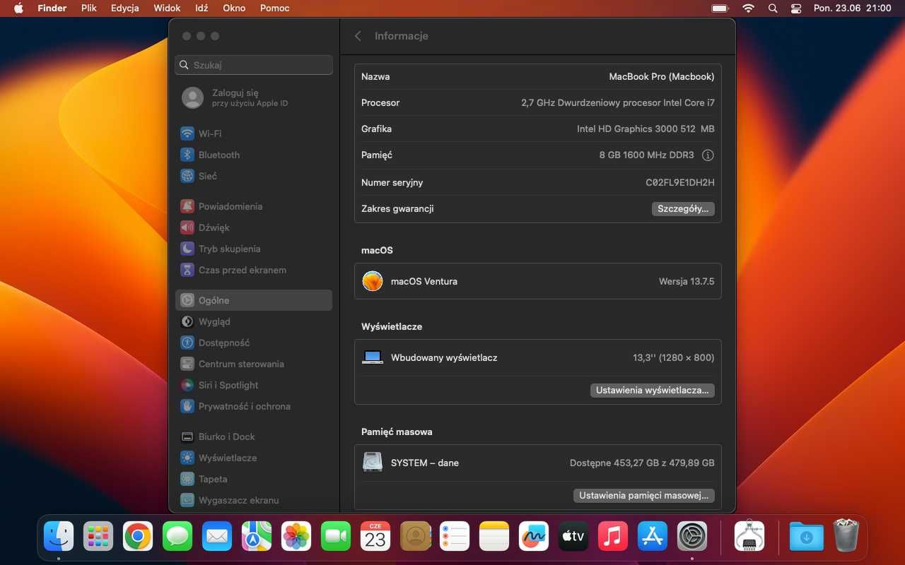 Macbook Pro 13, Core i7, 8GB DDR, 480GB SSD