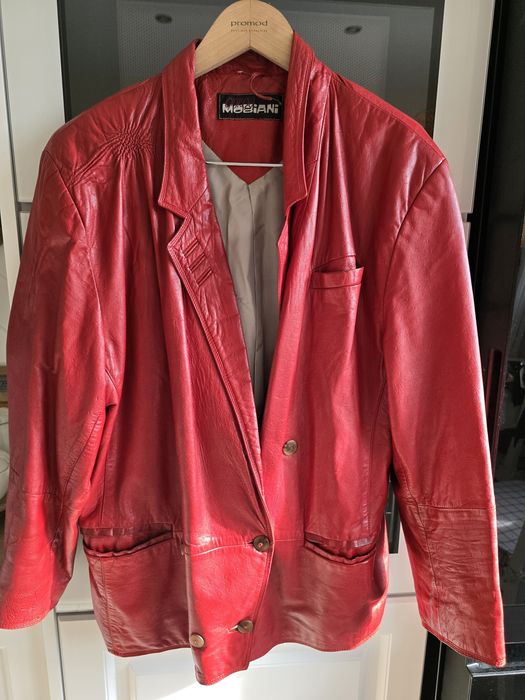 Kurtka damska ze skóry naturalnej ramoneska vintage włoska retro 46