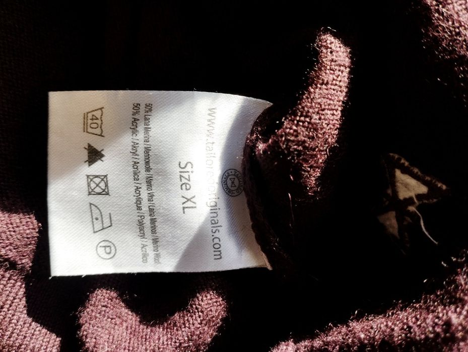 Sweter merino XL bordowy