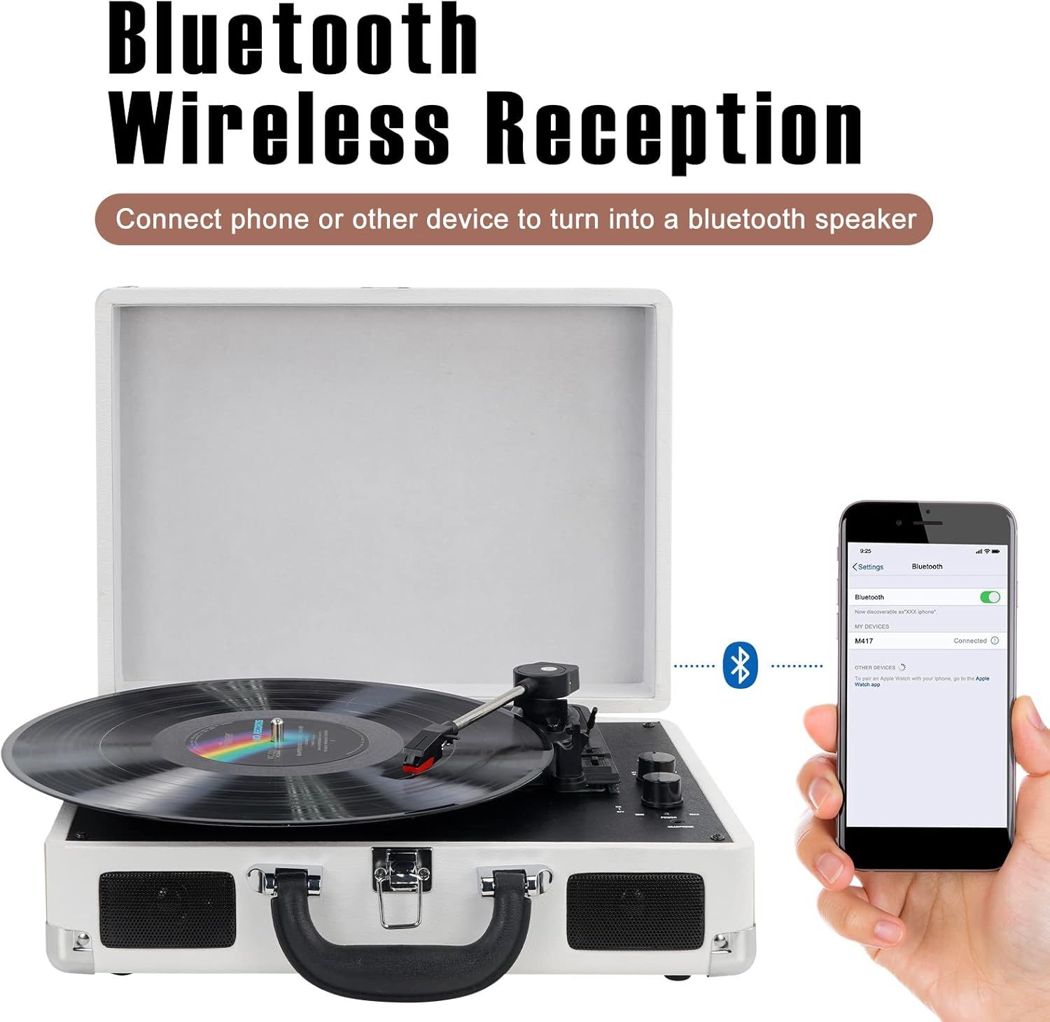 Gramofon Retro w Walizce z USB i Głośnikami