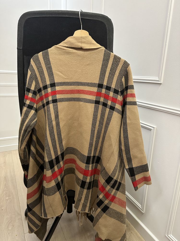 Sweter kardigan w kratę