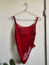 Czerwone przezroczyste transparentne body missguided S 36