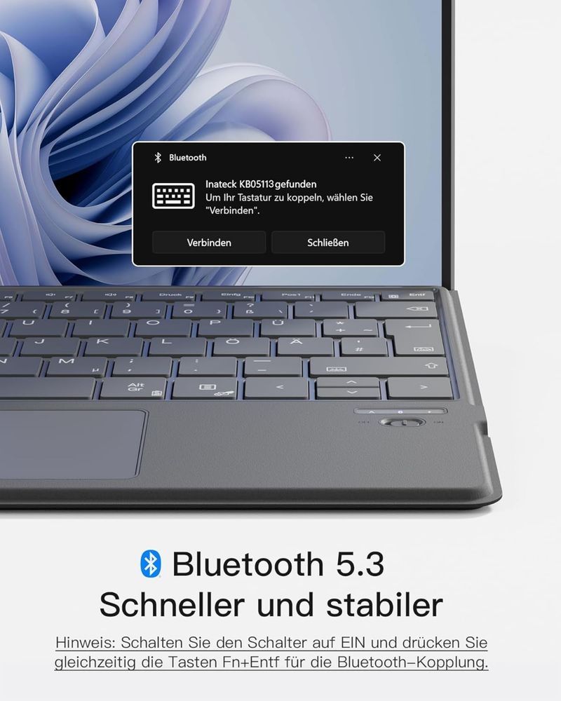 Klawiatura bluetooth kompatybilna z Surface Pro 10/9/8/X, z touchpadem