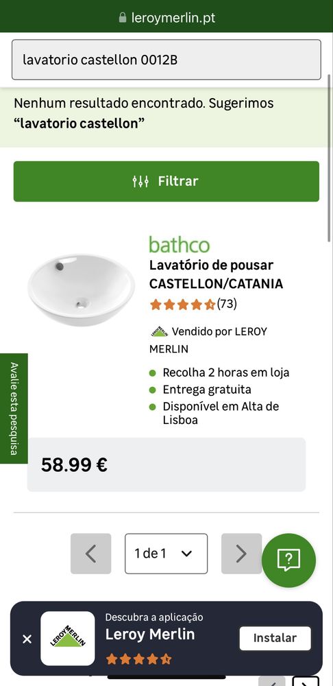 Lavatorios + Torneiras + candeeiro