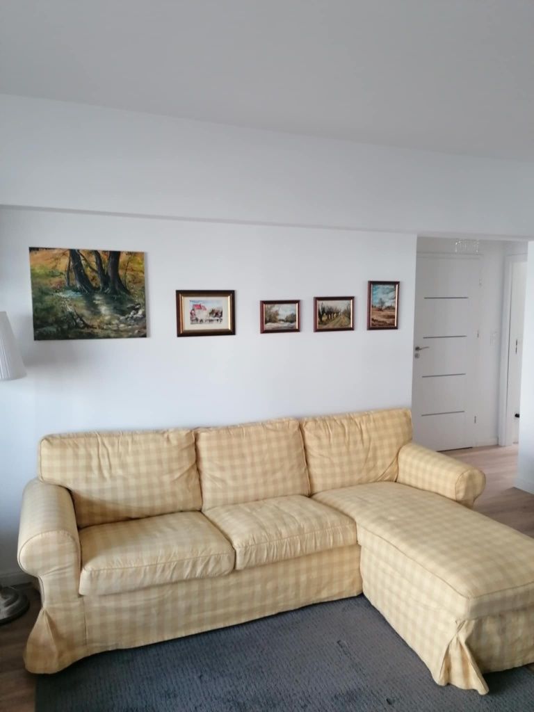 Ektorp sofa 3 os z podnóżkiem + 2 obicia