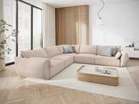 Sofa 7 os. symetryczna szenilowa beżowa Vanda Mazzini 286x286x85cm