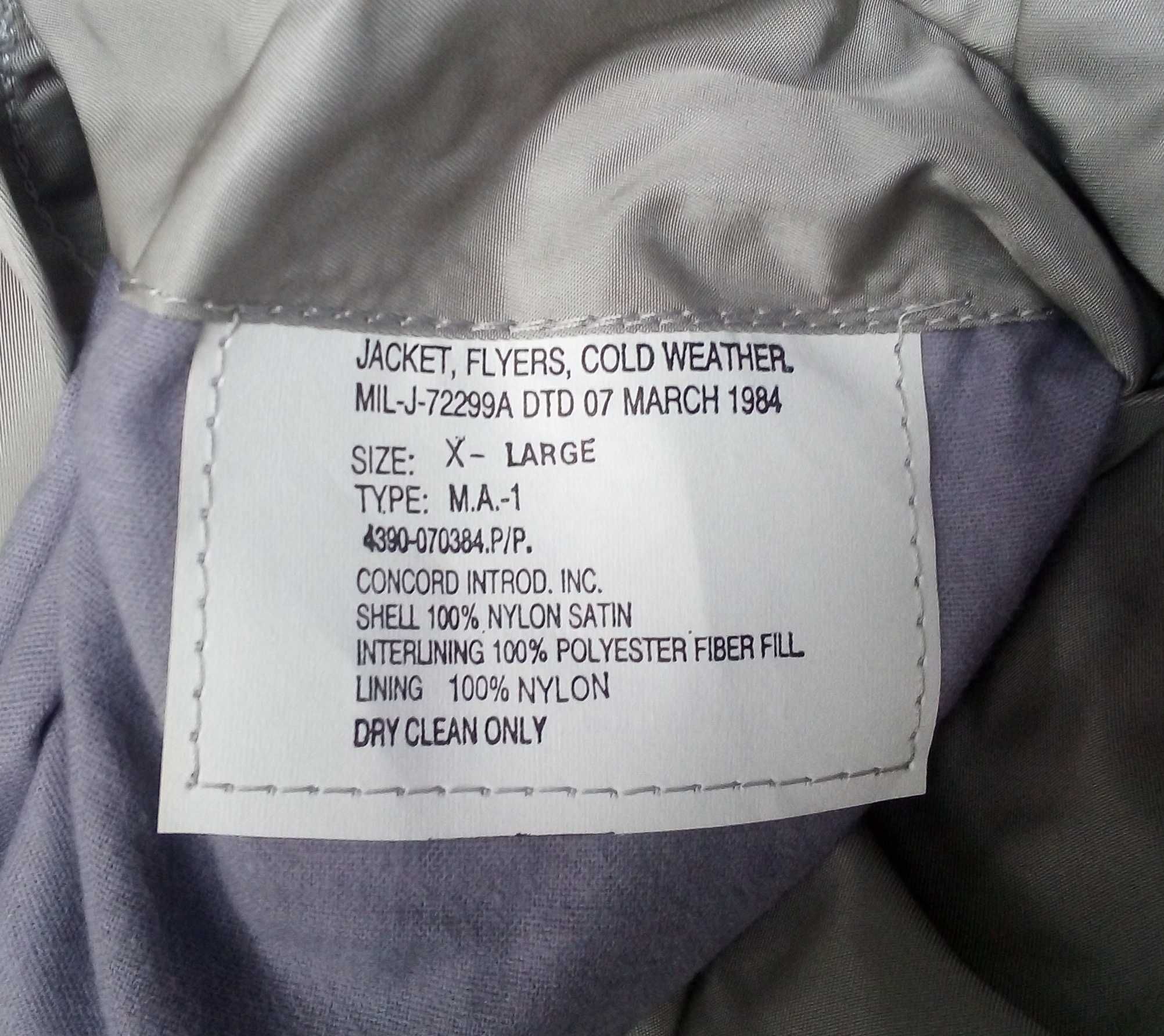 Kurtka Ma1, made in USA, kontraktowa Concord, jak alpha industries