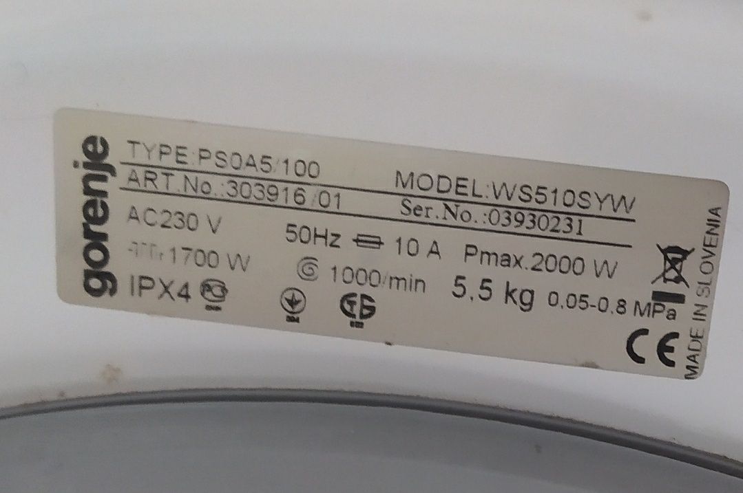 Запчастини до пральної машини Gorenje Simplicity WS510SYW