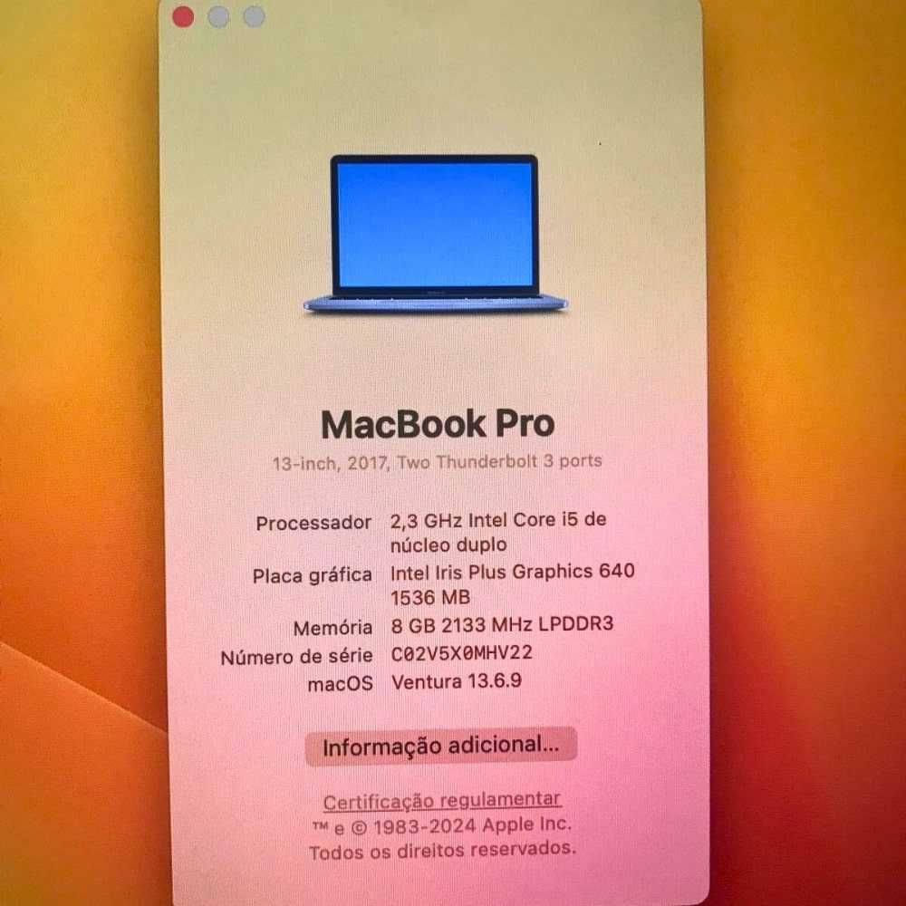 MacBook Pro 13, Processador i5, 250GB SSD, 8GB RAM, GARANTIA