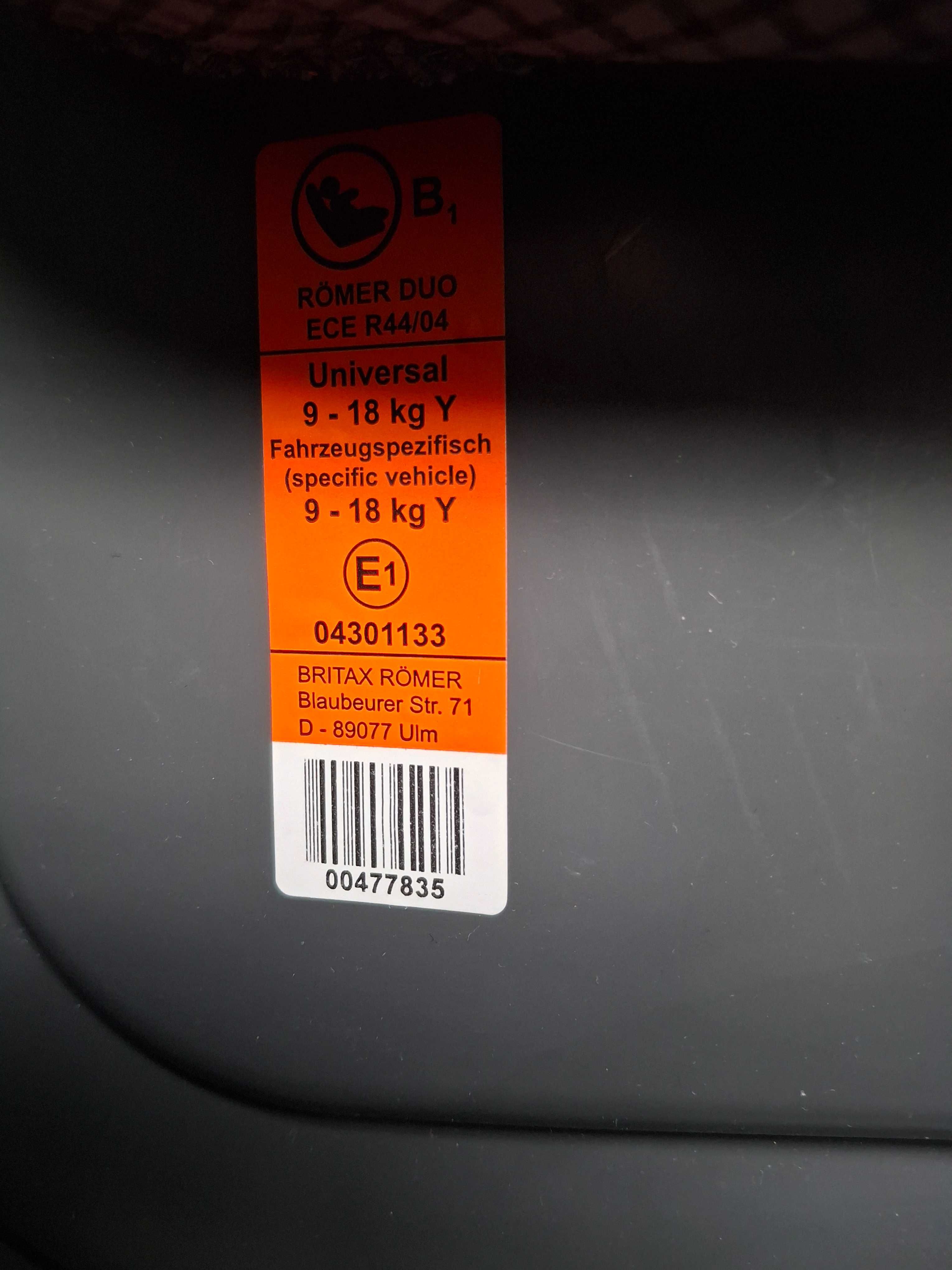 Fotelik samochodowy dzieciecy Volkswagen Britax Romer Duo 9-18kg