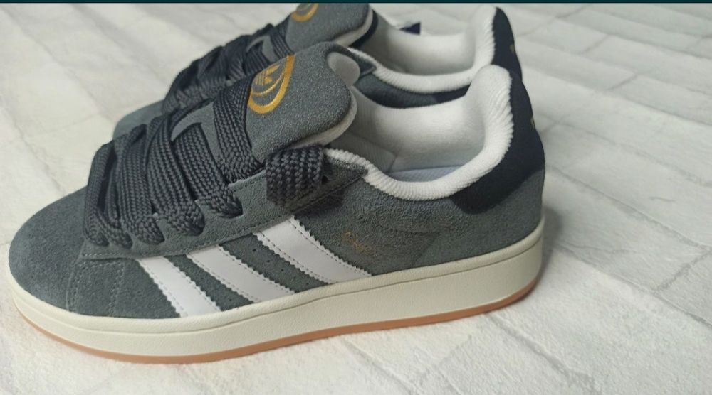 Кроссовки adidas campus серые с чёрным 815-14