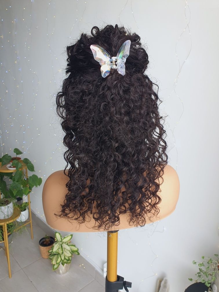 Peruka na opasce z włosów naturalnych loki 45 cm afroloki OP
